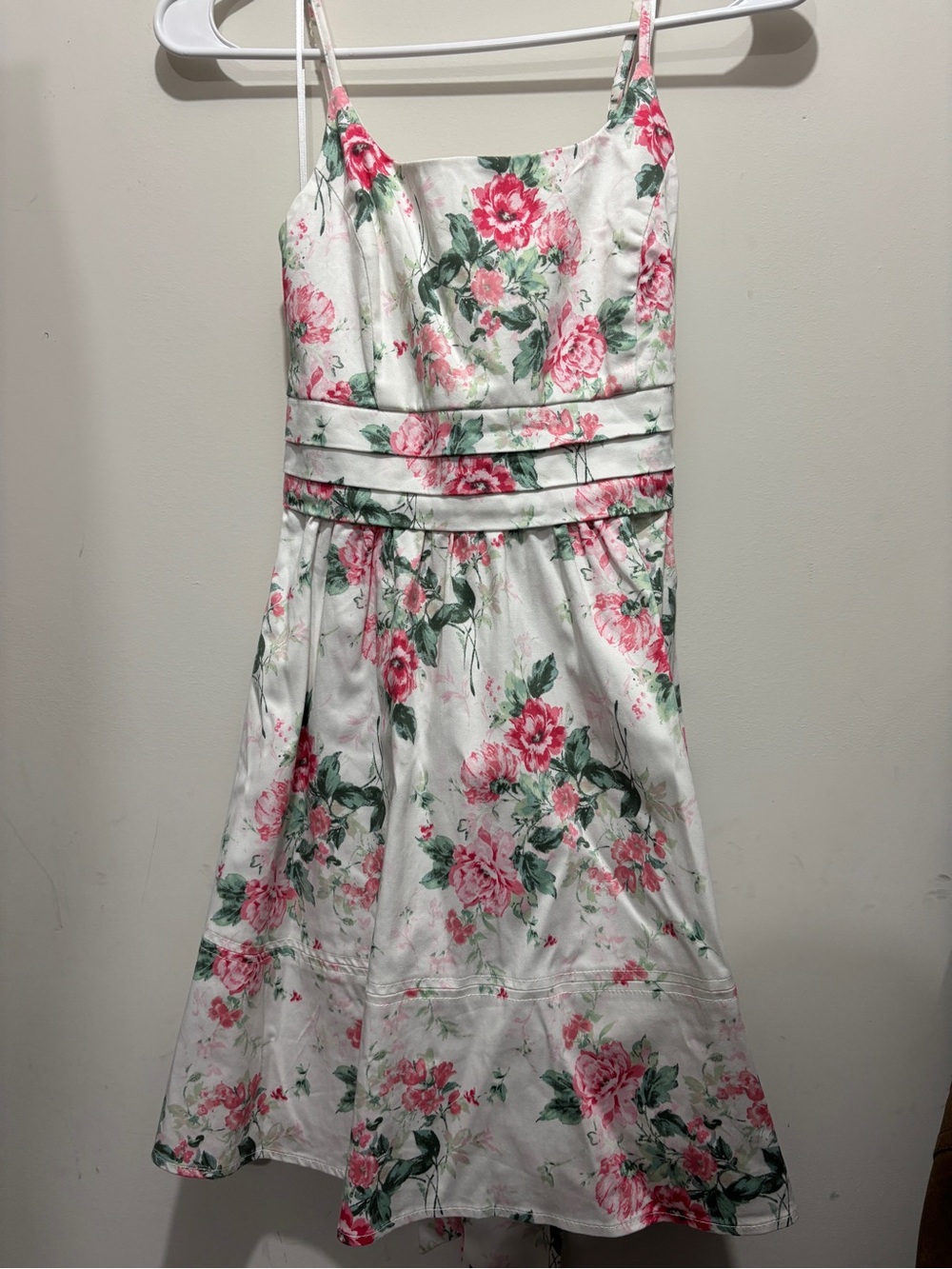 Francesca's Collections White Dress with Pink Floral Print